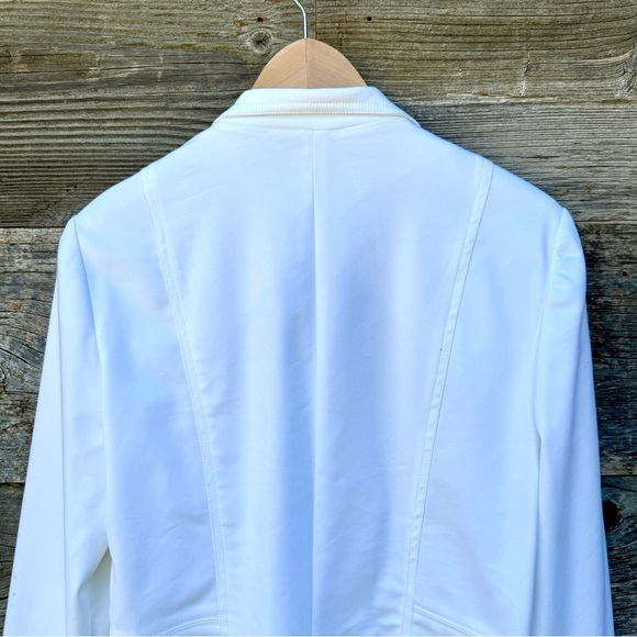 Zelda 90s Vintage White Blazer Zipper Snaps Motorcycle Biker Chic Edgy, Sz 4 - Picture 7 of 9